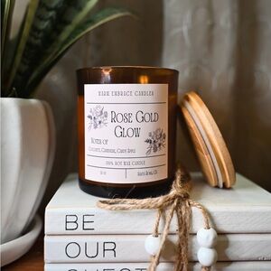 Rose Gold Glow Candle, Strong Scented, Handmade Soy Wax Candle